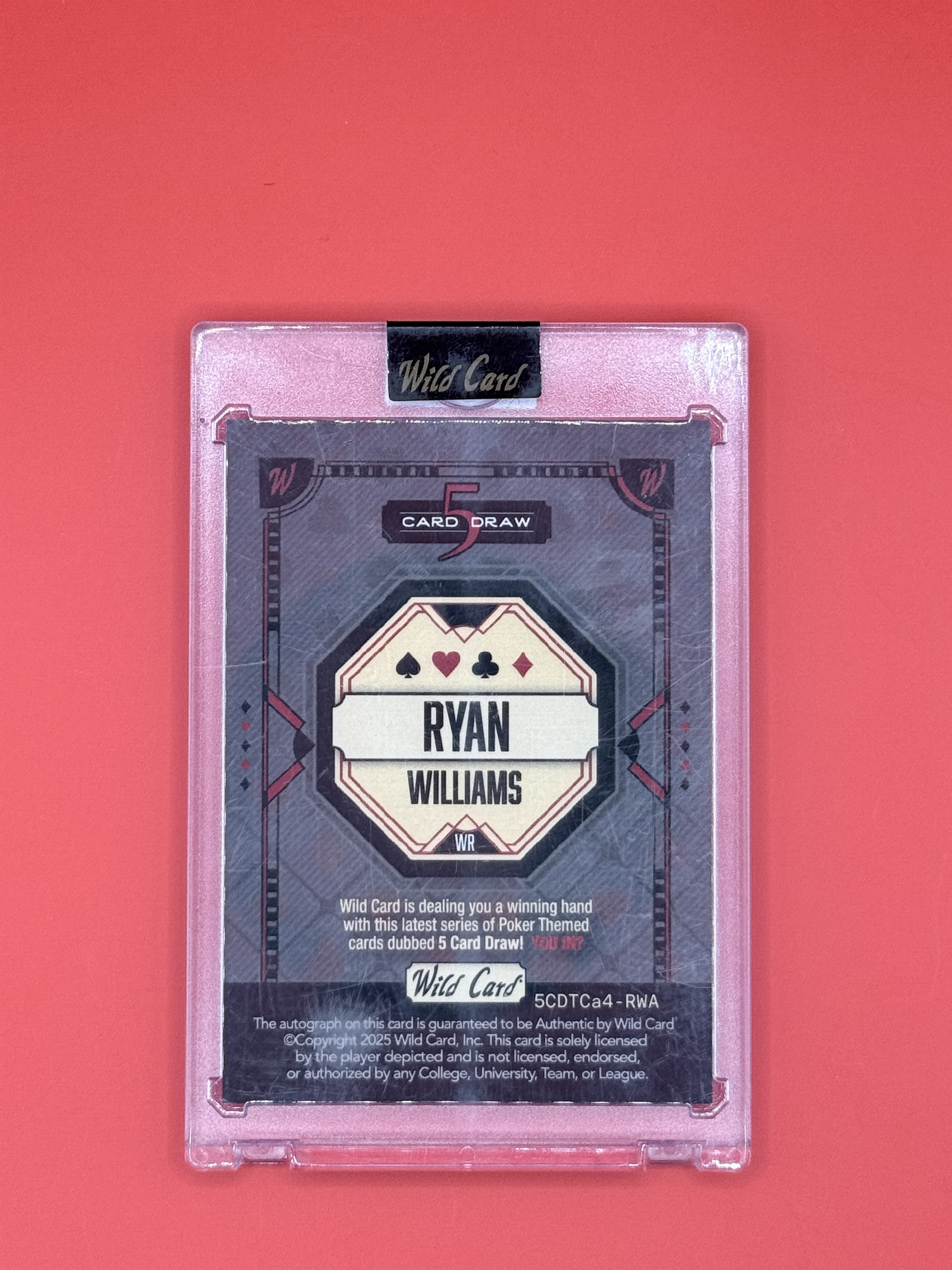 2025 Wild Card 5 Draw Ryan Williams Auto 1/1