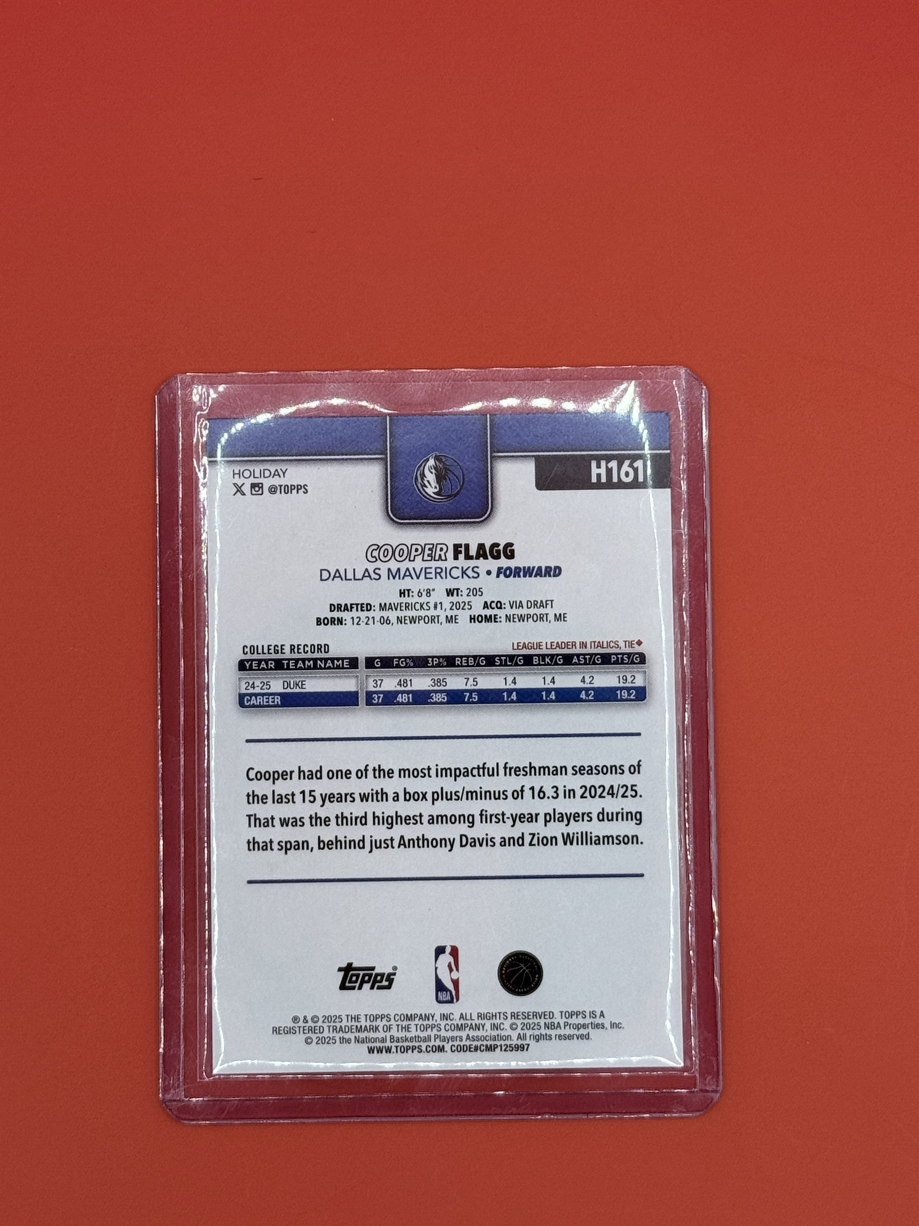 2026 Topps Holiday Blue Cooper Flagg