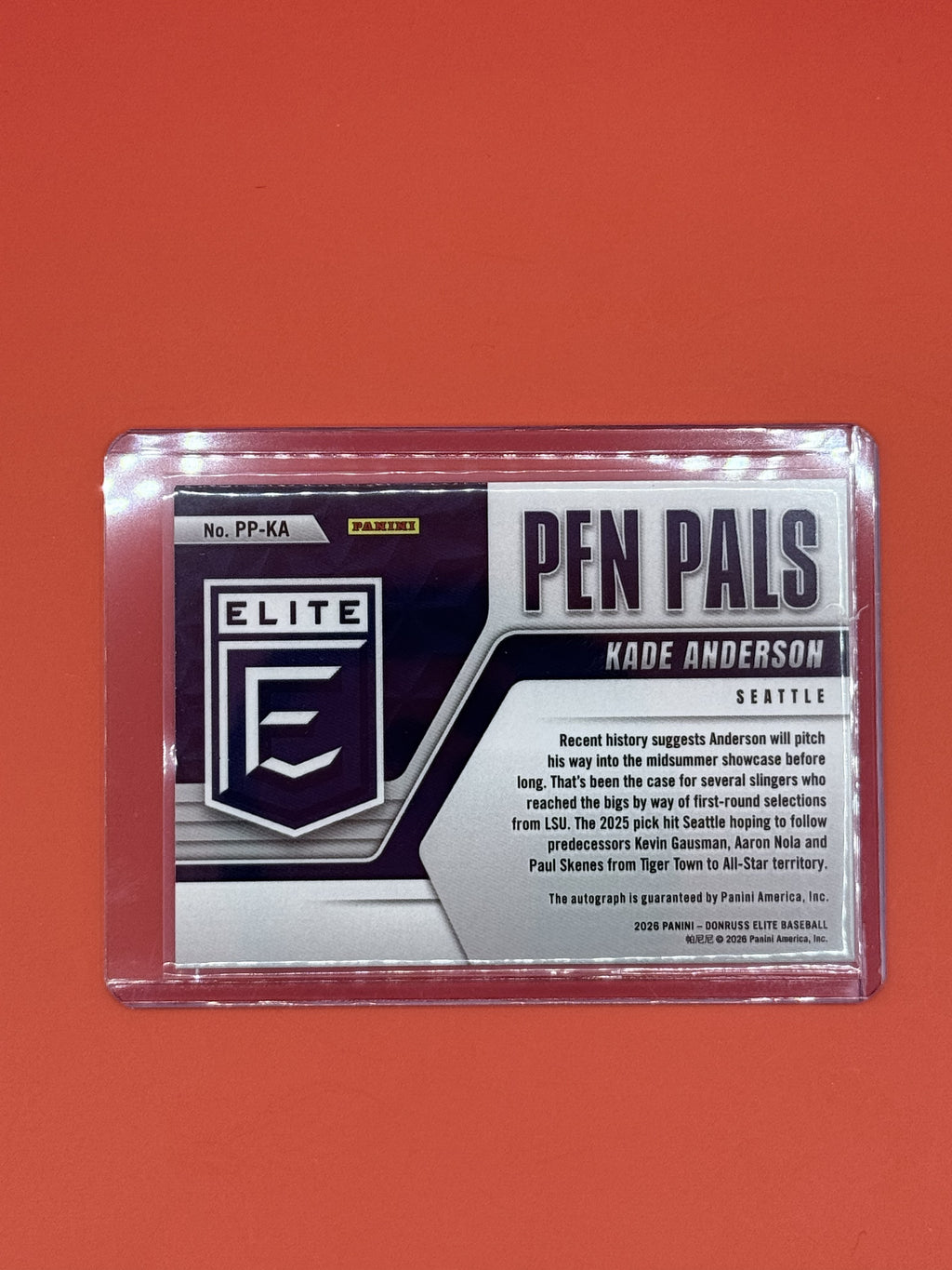 2026 Donruss Elite Pan Pals Kade Anderson Auto