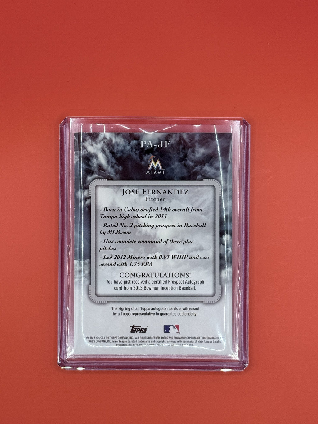 2013 Topps Inception Prospect Auto Jose Fernandez