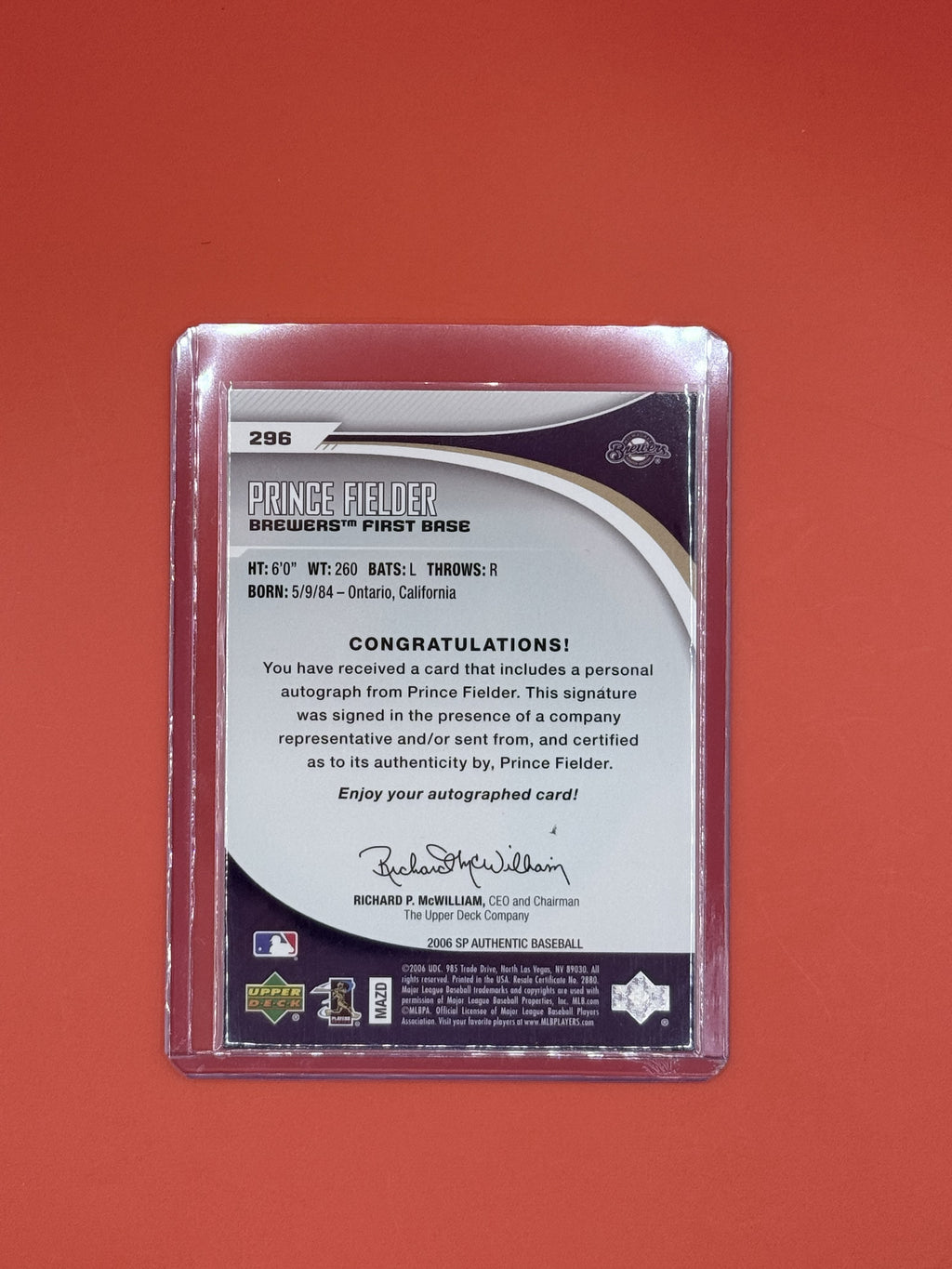 2006 SP Authentic Prince Fielder Rookie Auto /125