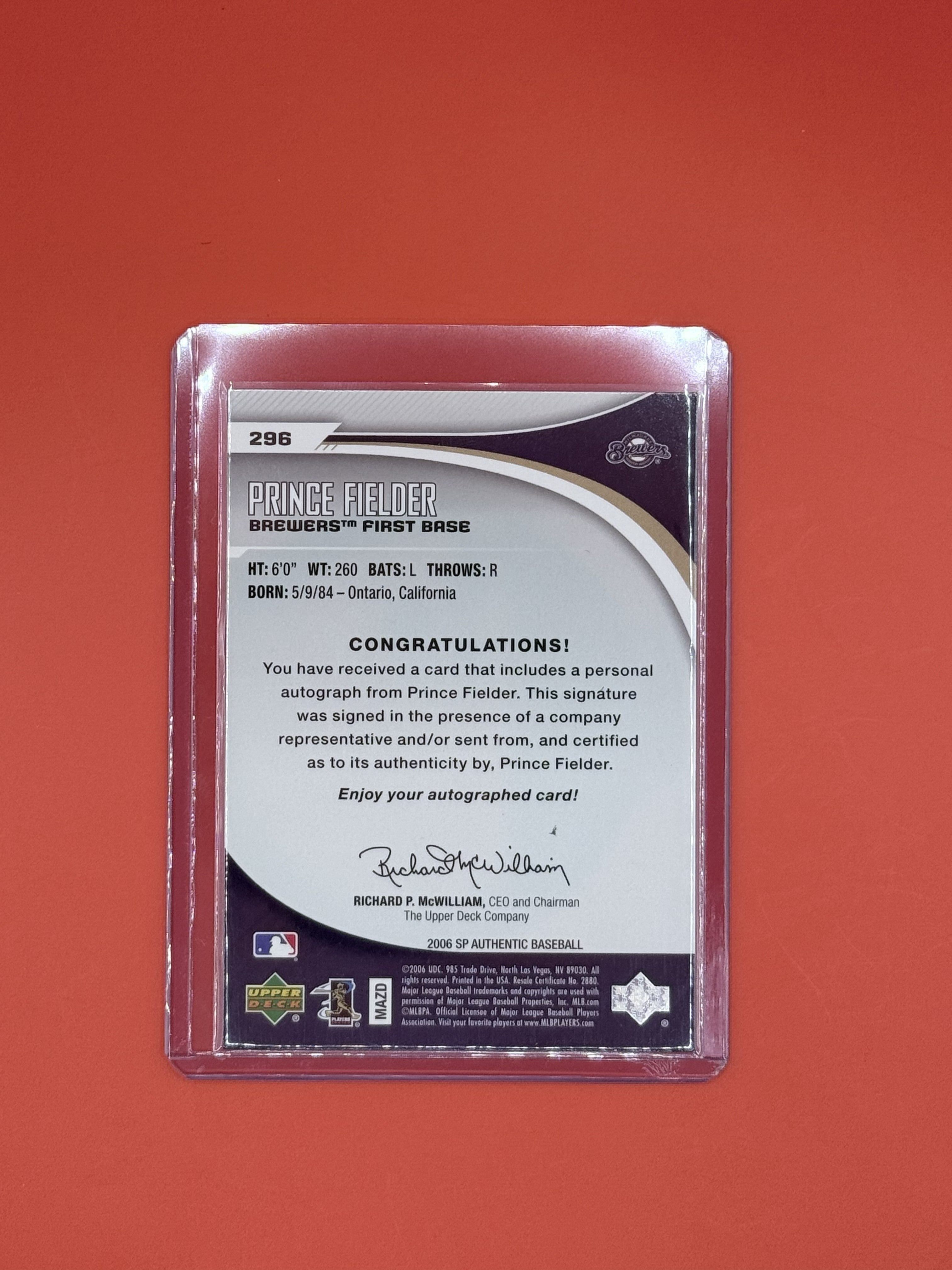 2006 SP Authentic Prince Fielder Rookie Auto /125