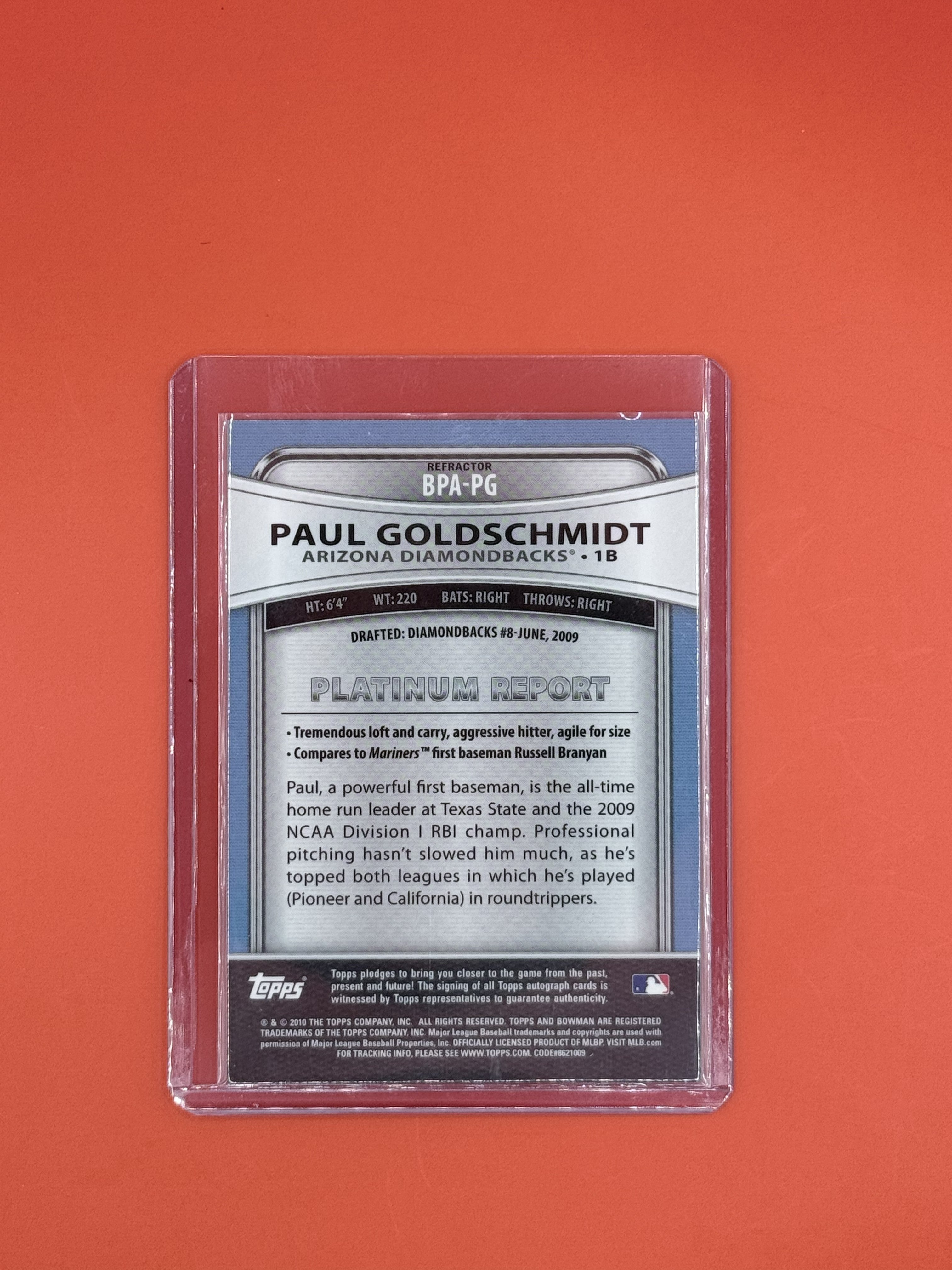 2010 Bowman Platinum Paul Goldschmidt Auto