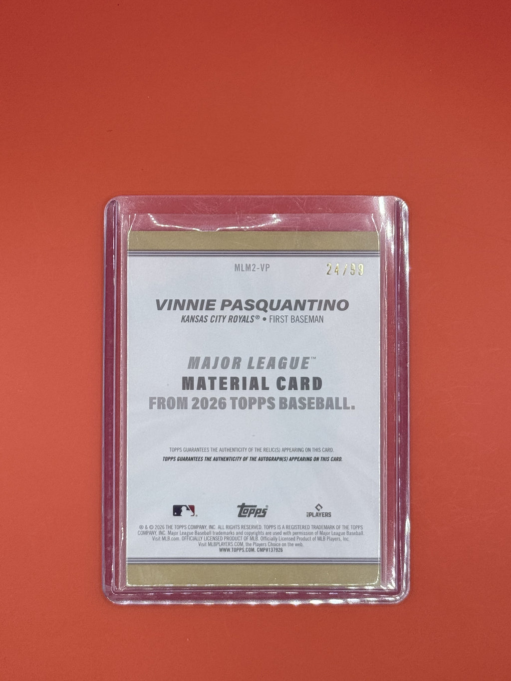 2026 Topps Patch Auto Vinnie Pasquantino /99