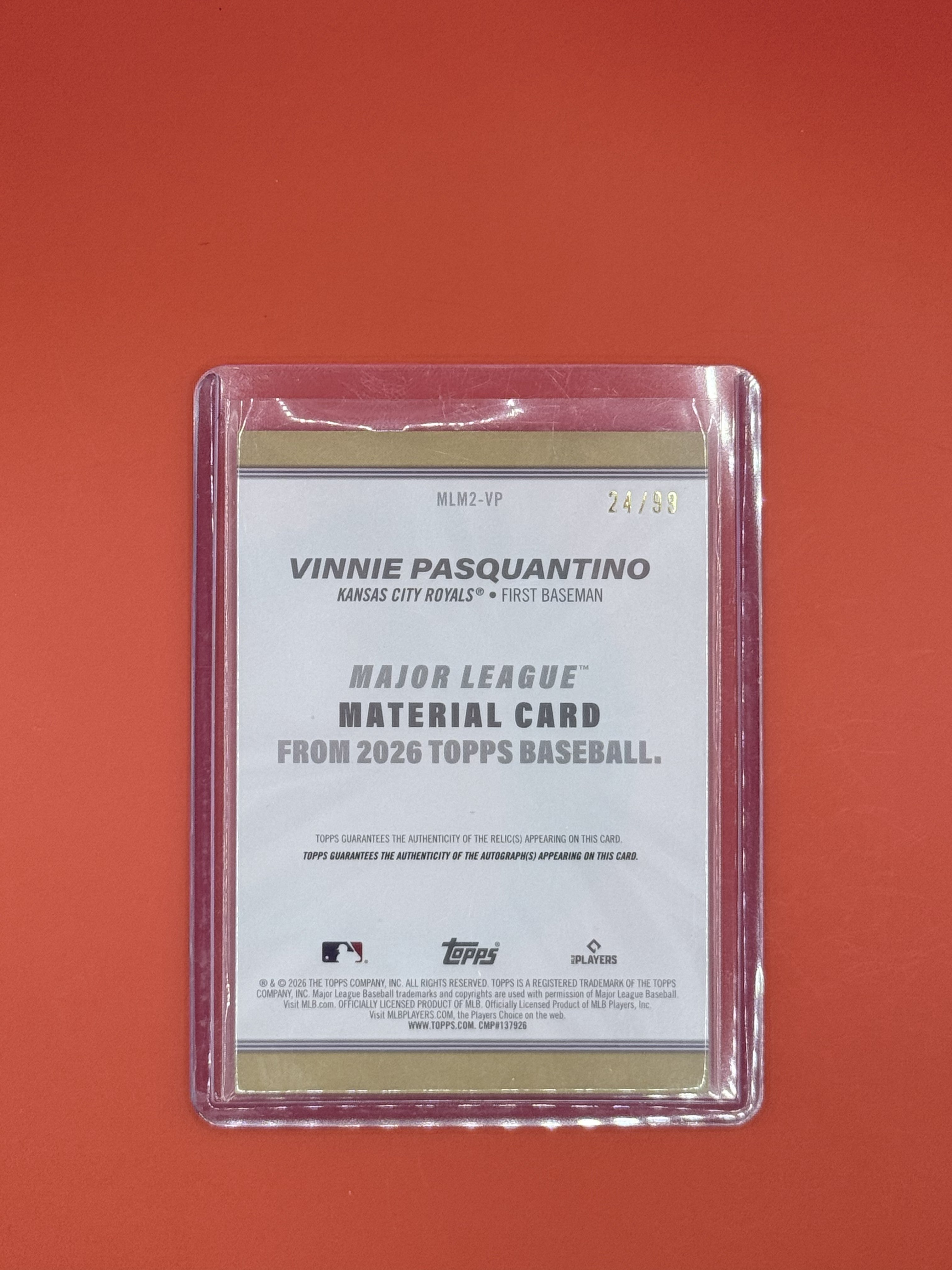 2026 Topps Patch Auto Vinnie Pasquantino /99
