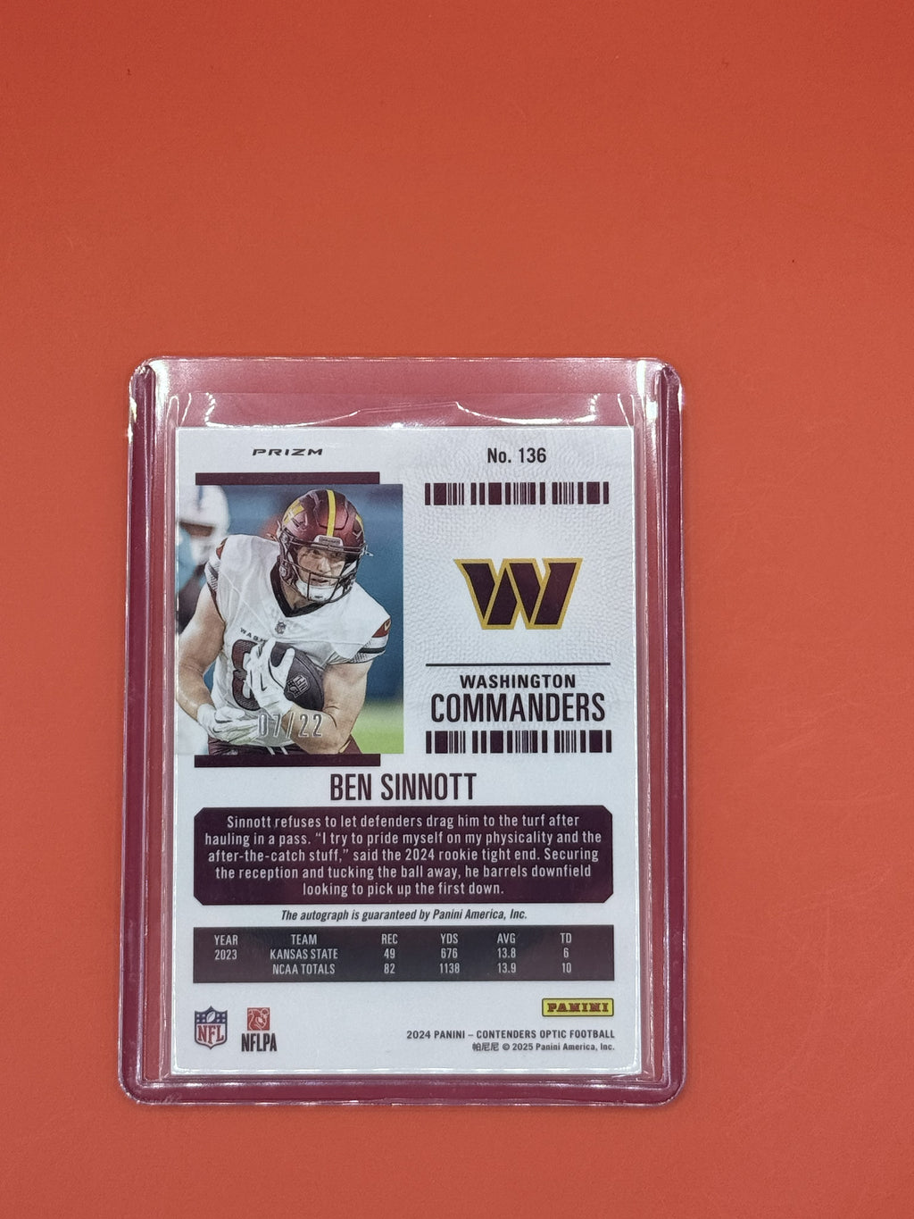 2024 Contenders Cracked Ice Ben Sinnott Auto /22
