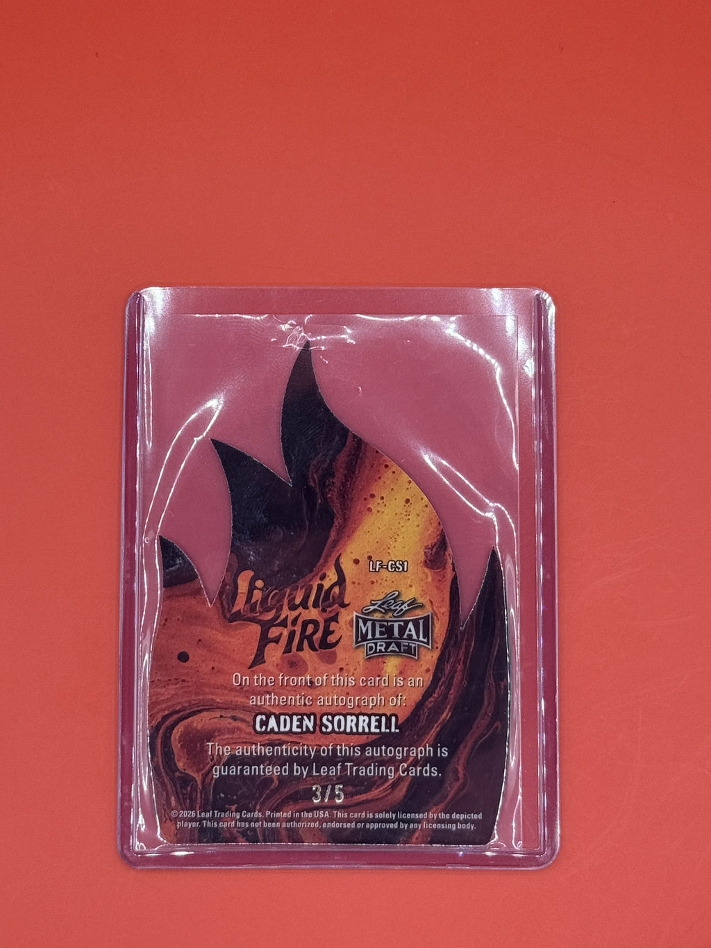 2026 Leaf Metal Draft Caden Sorrell Fire Die Cut Auto /5
